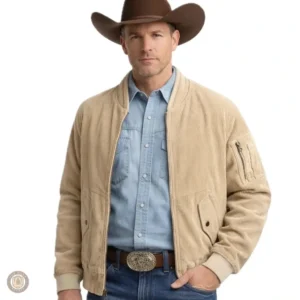 Veste western homme en couleur sable, style décontracté