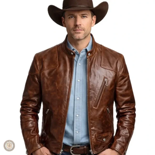 Veste western chocolat pour homme
