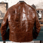 Veste en cuir chocolat pour une allure western masculine