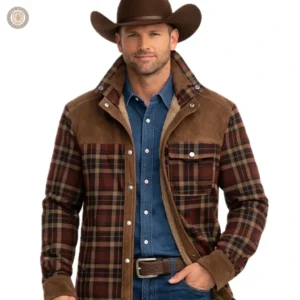 Veste Western pour homme avec doublure fourrée
