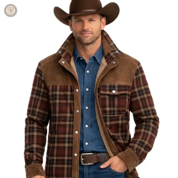 Veste Western pour homme avec doublure fourrée
