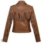 Veste Western à franges pour femme en cuir stylé