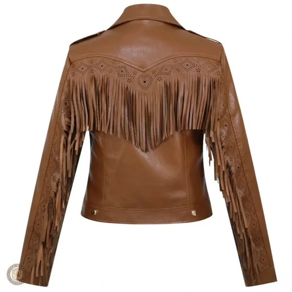 Veste Western à franges pour femme en cuir stylé