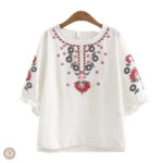 Blouse style western pour femme avec motifs indiens