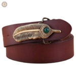 Ceinture cuir western avec motif plume