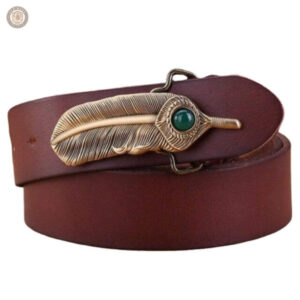 Ceinture cuir western avec motif plume